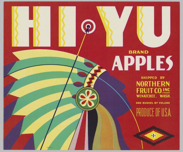 HI YU APPLES CRATE LABEL, 1940s.