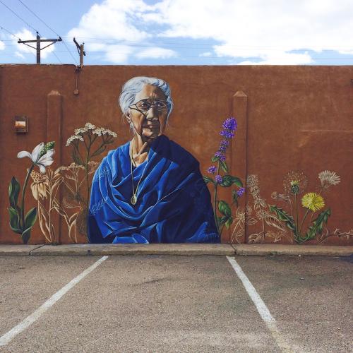 photo of mural depicting Dona Maclovia Zamora by Nanibah Chacon