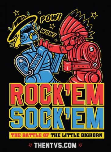 Rock'em Sock'em Robots: Battle of Little Bighorn Edition, sticker, 4" x 4", 2016