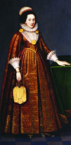 Portrait called Mrs. Penobscot (or, Mrs. Pennicott) in the manner of Daniel Mytens,(c.1590-1747) in the Tapestry Room at the Vyne, post conservation.