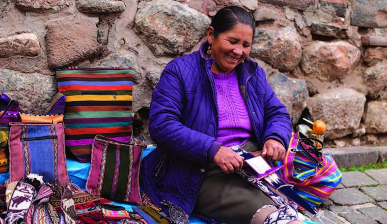 a woman weaving