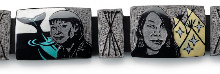 Belt links with Susie Silook (Yupik/Inupiaq) and Tipiziwin Tolman (Wichiyena Dakhota/Hunkpapa Lakota)