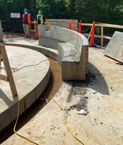 Benches next to circle