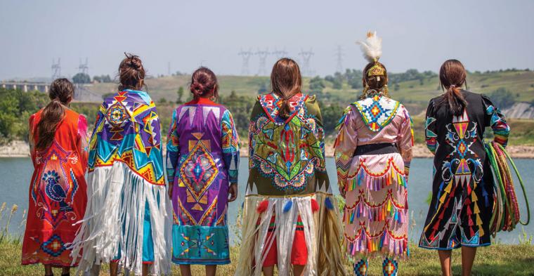 Members of the Brave Heart Society overlook the Missouri River