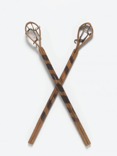 Stickball sticks made of hickory wood